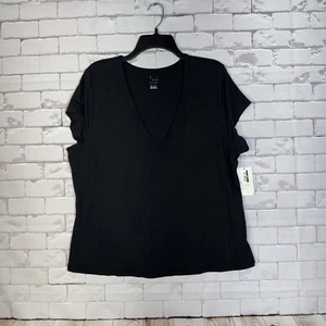Women’s Slim Fit Short Sleeve V- Neck T- Shirt- A New Day Black Xxl - Picture 1 of 6