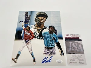 JAZZ CHISHOLM JR MIAMI MARLINS AUTOGRAPHED 8X10 PHOTO JSA WITNESS COA NEW EDIT - Picture 1 of 2