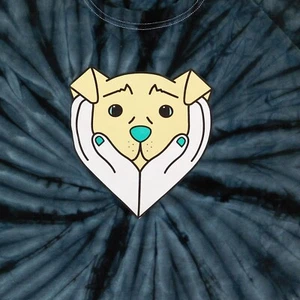Farbton T-Shirt L Batik Grafik Hund vorne Happy Dogs Happy People hinten - Bild 1 von 13