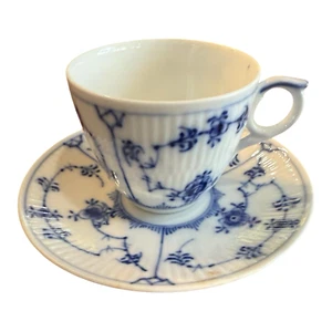 Royal Copenhagen Denmark Demitasse Cup Saucer Expresso Blue Fluted Plain 298 VTG - Picture 1 of 3