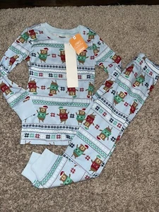 Gymboree Santa Hat Bear Pajamas Gymmies PJs Christmas Fair Isle Sz 4 NWT - Picture 1 of 3