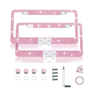 2 Pack Bling Rhinestone License Plate Frames for Women, Cute Diamond Car Lice... - Picture 1 of 7