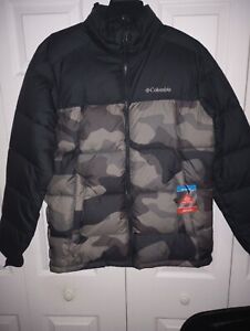 Columbia Men's Pine Lake Omni Heat Puffer Coat Jacket Size Small Black/Camo NWT