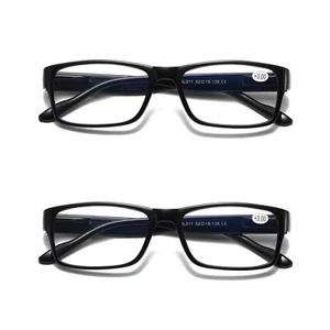 2 PK Mens Unisex Blue Light Blocking Reading Glasses Black Spring Hinge Readers - Picture 1 of 7