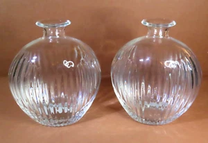 (2) Mikasa Crystal Barware Diamond Fire Ribbed Decanters No Stoppers 6" Tall - Picture 1 of 9