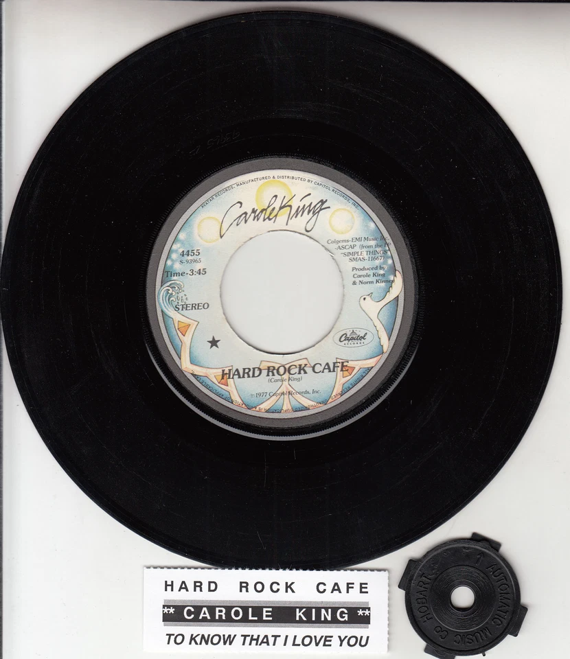 CAROLE KING  Hard Rock Cafe 7" 45 rpm vinyl record + juke box title strip  - Image 1 of 1