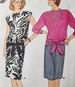 Vintage 1980er ungeschnitten Butterick 3336 Schnittmuster Drop Waist Gürtel Pullover Kleid 6-10 - Bild 1 von 5