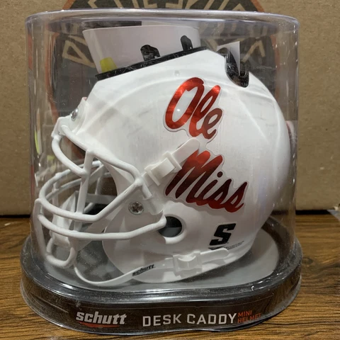 Mississippi Ole Miss Rebels (Matte White) NCAA Schutt Mini Helmet Desk Caddy Cover