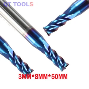 3 pezzi fresa fine carburo solido 3 mm 4 flauti fresa CNC trapano HRC65 - Foto 1 di 6