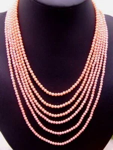 3mm Round Natural Pink Coral Necklace for Women Chokers 6 Strands 18-25" Jewelry - Picture 1 of 8