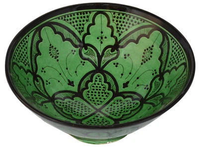 Prato de cerâmica marroquino tigela de cerâmica salada espanhola tigela de macarrão 12 polegadas prato grande - Imagem 1 de 4