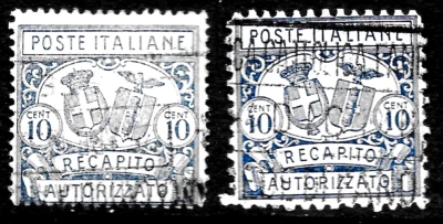 Autorización ITALIA 1928 entrega especial de impuestos Sc#EY1, EY1a ingresos usados en muy buen estado Foto 1 de 2