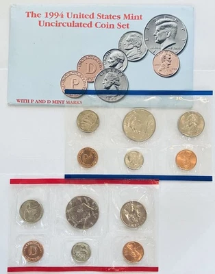 1994 P&D US Mint Set of 2 UNC BU 10 Brilliant OGP US Coins “JG Coins” - Image 1 of 3