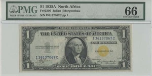 1935A $1 North Africa FR#2306 PMG 66 GEM UNC - Picture 1 of 2