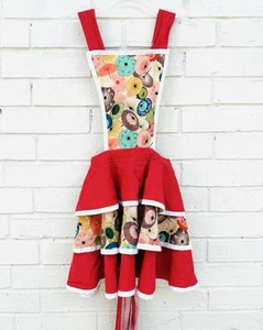 Vintage Handmade Bohemian Chic Ruffle Tie Back Apron Cute Home - Picture 1 of 3