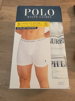 Calzoncillos boxer Polo Ralph Lauren para hombre. Algodón de ajuste clásico. Talla 2XL. Blanco.  3 pares Foto 1 de 4