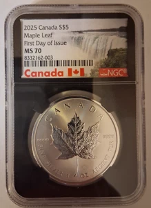 2025 Canada 1oz. Silver Maple NGC MS70 First day of issue POP 16 - Picture 1 of 2