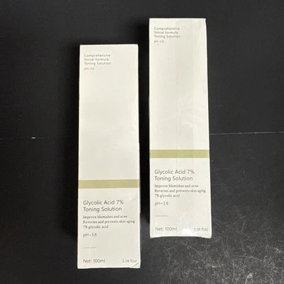 Nuevo paquete de 2 soluciones tonificantes de ácido glicólico al 7%. 100 ml Exp. 04/10/2027 Foto 1 de 3