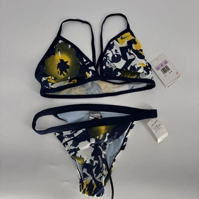 Nike Mujer Bikini Talla 32 Azul Amarillo Razorback 2 Piezas Traje de Baño Natación Foto 1 de 4