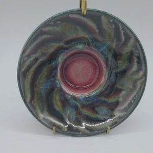 Portacandele ceramica artistica canadese blu viola vortice John & Carole Bandurchin - Foto 1 di 16