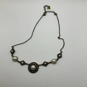 SAQ Brass tone Necklace Pearl Fashion - Picture 1 of 5