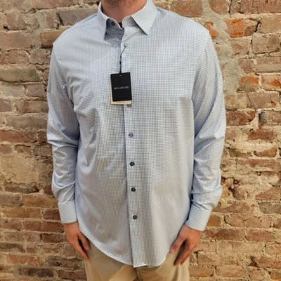 NWT Bugatchi Jules Geometric OoohCotton® Shirt Air Blue #GF9183K65 (Size XL) - Image 1 of 4