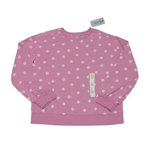 Cat & Jack Pink Smiley Girls Crewneck Sweater Size L (10/12) - Picture 1 of 4