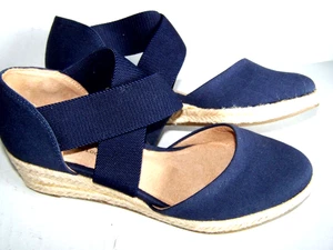 NEW Lifestride Velocity KEATON Lo Wedge Cross Strap Navy Blue Womens Shoes sz 6M - Picture 1 of 12
