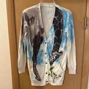 Moth Anthropologie Women’s Giraffe Animal Cardigan Sweater White Size Small - Picture 1 of 10