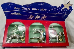 Bradford Three Wise Men Christmas Ornaments in OB Hard Plastic NRFB Vintage #49 - Picture 1 of 6