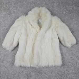 Vintage Prinzessin Caravelle cremefarbener echter weicher Kaninchenfellmantel Kinder Jugend Gr. 3 Luxus  - Bild 1 von 9