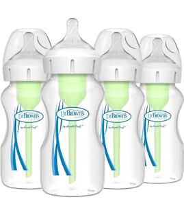 4 butelki dla niemowląt Dr. Brown's Natural Flow 9 uncji z szeroką szyją Wolny przepływ Antykolka