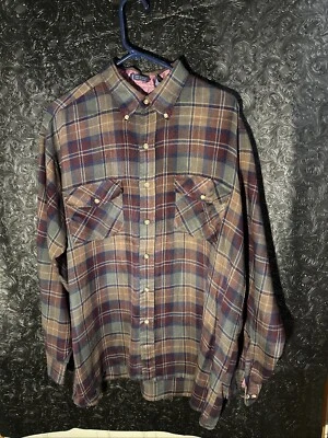 Vintage Van Heusen Winter Weights Plaid Button Down Shirt Flannel Vintage L - Image 1 of 4