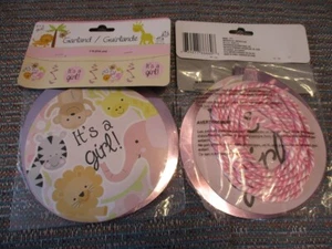"It’s A Girl” Garland Party Decoration w/ 7 Ft Cord & Cardboard Disks NEW - Picture 1 of 2