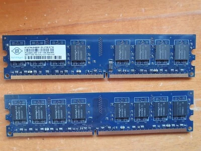 Ram 2 GB Kit (2 x 1 GB) Nanya NT1GT64U8HBOBY-25C PC2-6400E UBDIMM Server Memory - Immagine 1 di 2