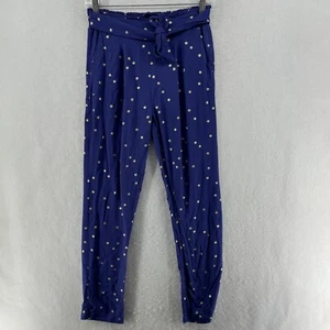 Boden Pants Girls Sz 14Y Blue Gold Polka Dots Tie Waist Highrise Pull On Trouser - Picture 1 of 10