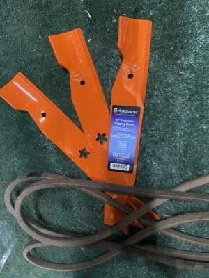 HUSQVARNA 48" OEM HI-LIFT PREMIUM BAGGING BLADES 532180054 OEM BELT # 532197242 - Image 1 of 2