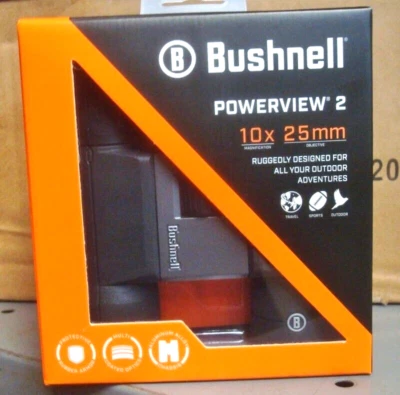 Bushnell PowerView 2 Roof Prism Binoculars 10x25mm 2.0 Folding BK7 PWV1025 NEW - Image 1 of 4