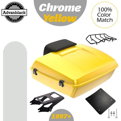 Equipaje Tour Pack Cromo Amarillo Picado Para 97+ Harley Street Road Electra Glide Foto 1 de 4