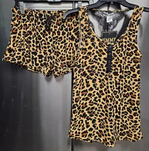 Conjunto de pijama con estampado de guepardo de 2 piezas lencería para mujer Emme Jordan ropa para dormir talla M - Imagen 1 de 24