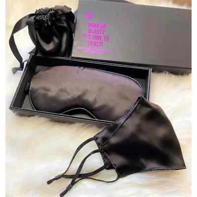 Black Silk Sleep Mask Face Mask Luxe Gift Set/Face Cover/Eye Mask/Best Gift Idea - Image 1 of 4