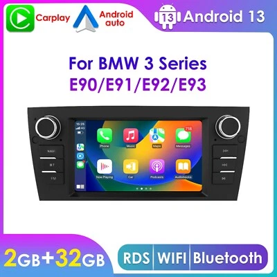 32GB Android 13 CarPlay 汽车立体声收音机 GPS 适用于宝马 325i 335i E90 M3 2006-2012 — 第 1/4 张图片