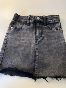 Art Class Girls' Denim Skirt Black Size 6/6X Pre-Owned Adjustable Waist Frayed - Picture 1 of 12