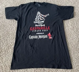 Gasparilla Pirate Fest Hard Rock Captain Morgan Black T-Shirt Mens Medium - Picture 1 of 4