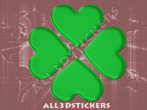 3D Sticker Decal Resin Domed Hearts Clover Trebol Adhesive Decal Green - Picture 1 of 1