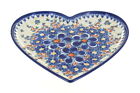 Blue Rose Polish Pottery Blue Dahlia Large Heart Plate