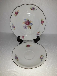 2 Pc. Cmielow Meisen Flower Saucer and Bread /Butter Plate - Picture 1 of 2