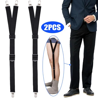 2X Shirt Stays for Men Women Y-Style Adjustable Elastic Garters Holders Non-Slip - Image 1 of 4