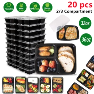 20x Contenedores de preparación de comidas Bento Box Contenedores de almacenamiento de alimentos aptos para microondas sin BPA - Imagen 1 de 12