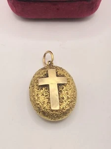 Viktorianischer Trauer Medaillon Anhänger 15 kt Gold geflochtenes Haar R313 - Bild 1 von 4